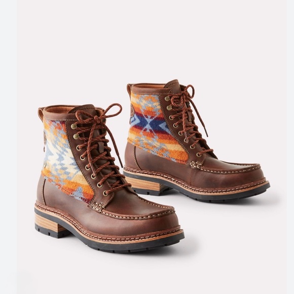 Clarks Shoes - “CLARKS x PENDLETON” Ottawa Peak Brown Leather Moc-Toe Boots